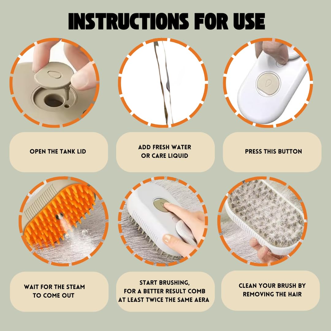 SteamyPet 3-in-1 Grooming Brush