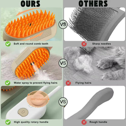 SteamyPet 3-in-1 Grooming Brush